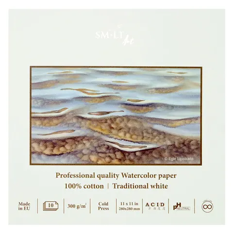 Blok do akwareli SMLT Professional Art Watercolor - 28 x 28 cm, 300g, 10 ark., 100% bawełny
