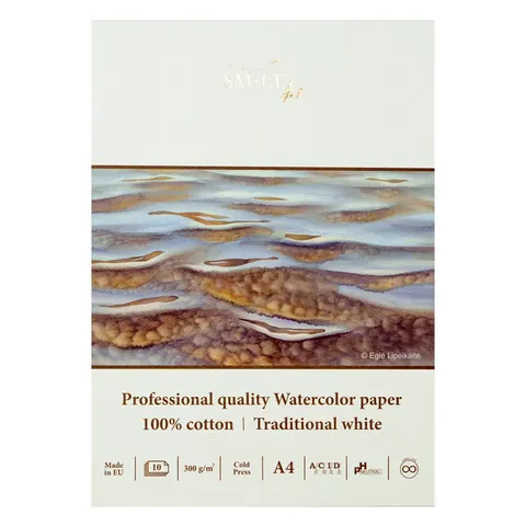 Blok do akwareli SMLT Professional Art Watercolor - A4, 300g, 10 ark., 100% bawełny