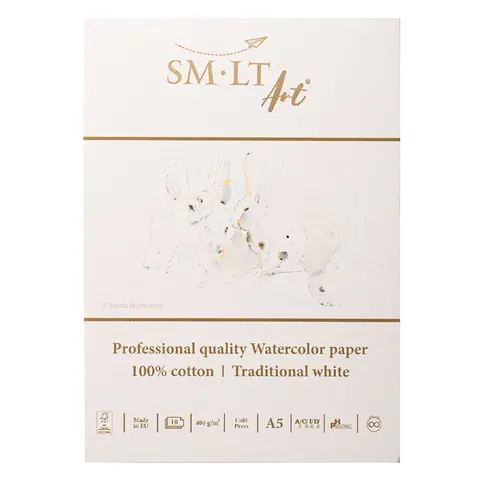 Blok do akwareli SMLT Professional Art Watercolor - A5, 400g, 10 ark., 100% bawełny
