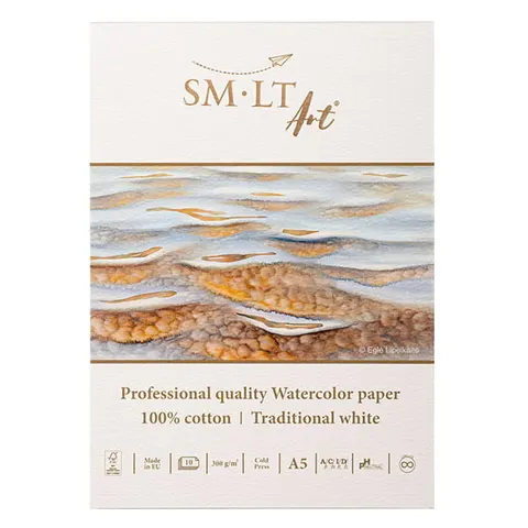 Blok do akwareli SMLT Professional Art Watercolor - A5, 300g, 10 ark., 100% bawełny
