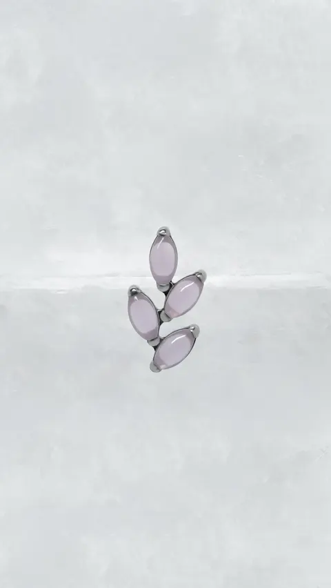Labret tytanowy 'crystal twig pink opal'