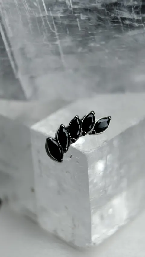 Labret tytanowy 'crystal leaf black'
