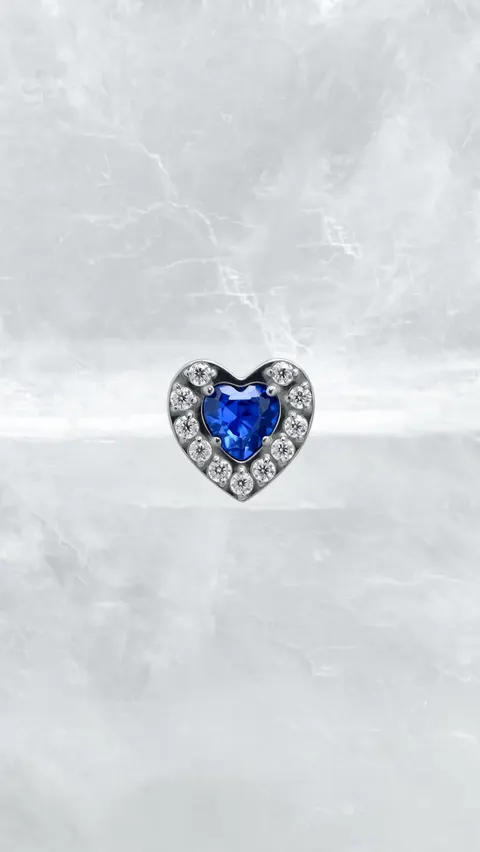 Labret tytanowy 'crystal heart blue'