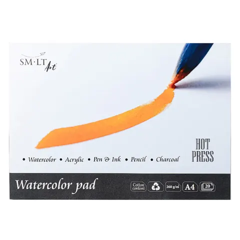 Blok do akwareli SMLT Watercolor Hot Press - A4, 260g, 20 ark.