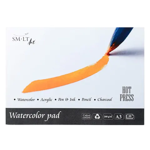 Blok do akwareli SMLT Watercolor Hot Press - A3, 260g, 20 ark.