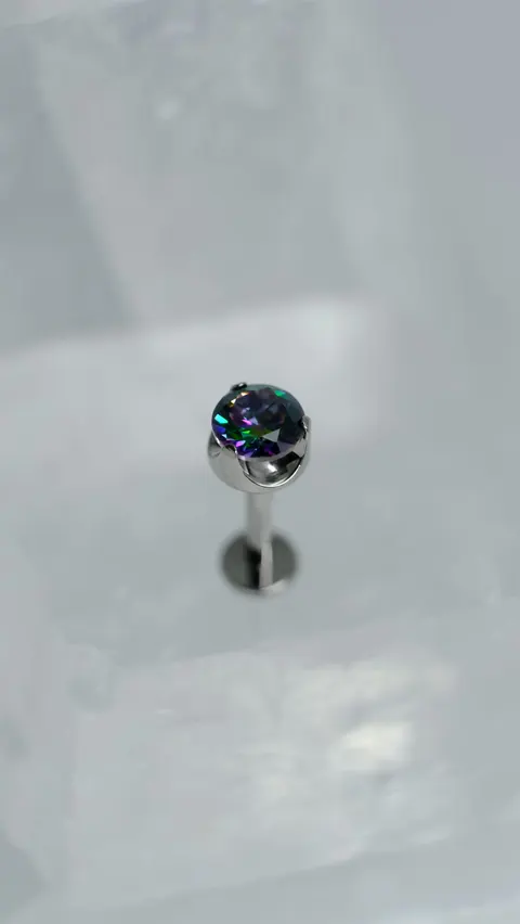 Labret tytanowy 'princess cut vitral'