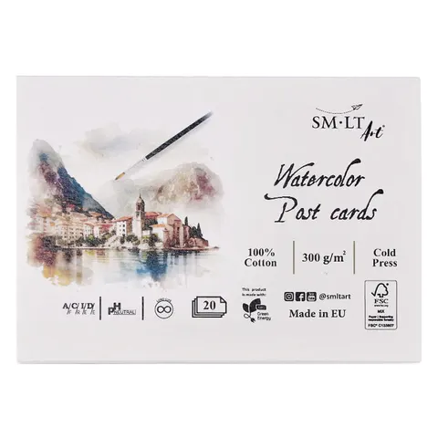 Blok do akwareli pocztówka SMLT Watercolor Postcards - A6, 300 g, 20 ark.