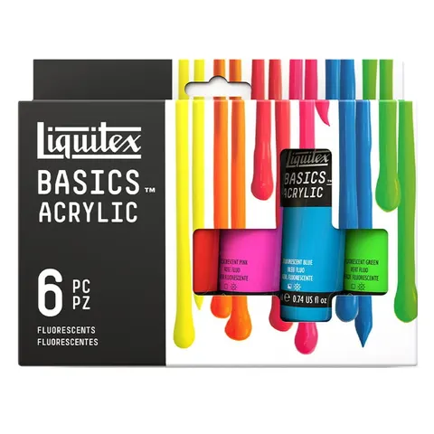 Farby akrylowe Liquitex Basics zestaw 6 x 22 ml - fluorescents