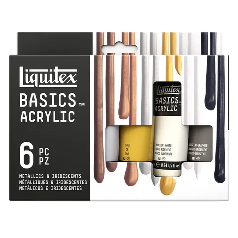 Farby akrylowe Liquitex Basics zestaw 6 x 22 ml - metallics & iridescents