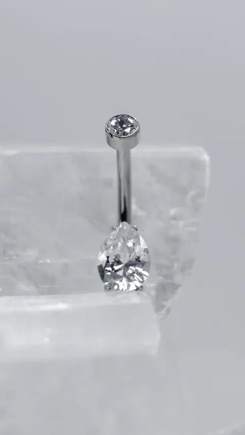 Tytanowy kolczyk do pępka 'crystal drop'