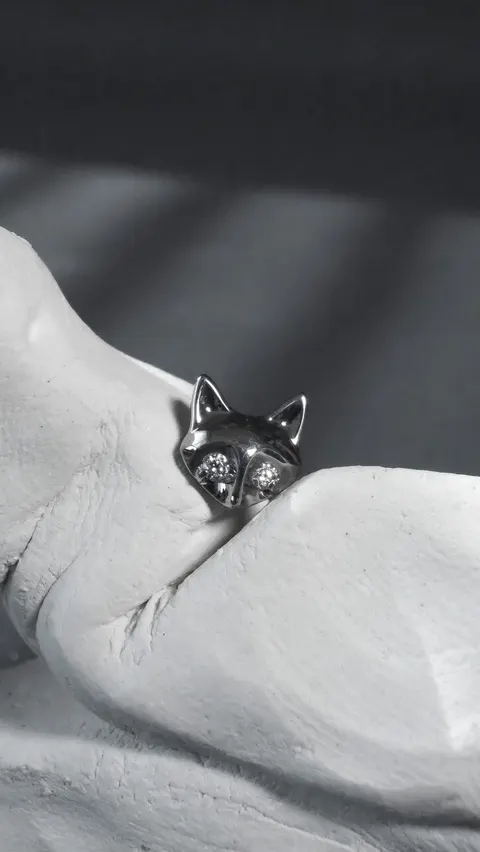 Labret tytanowy 'crystal cat'