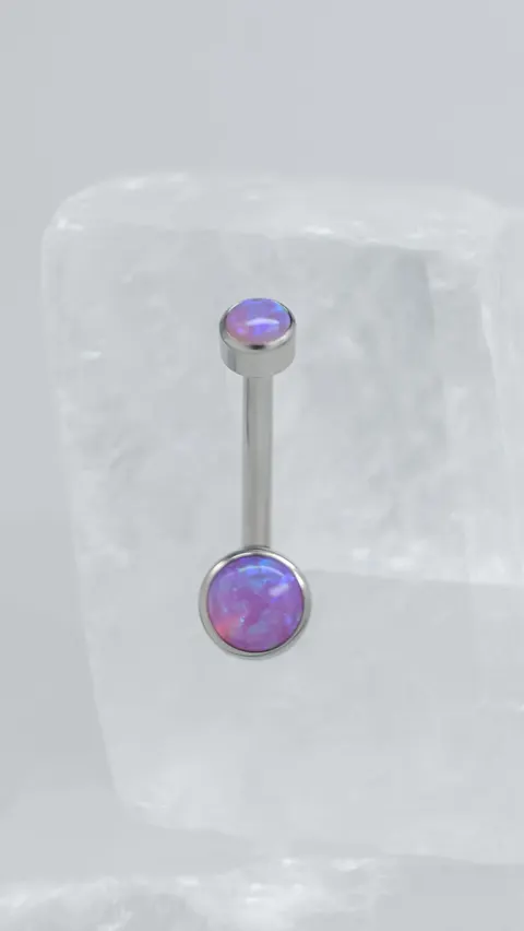Tytanowy kolczyk 'navel micro lilac flame opal'