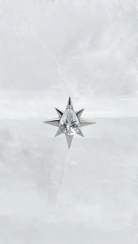 Labret tytanowy 'crystal star drop'