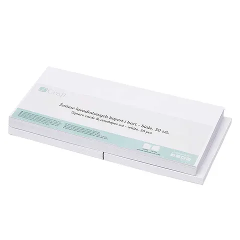 Koperty i karty kwadratowe 13.5 x 13.5 cm dpCraft 50 szt. białe