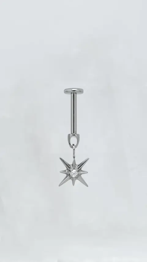 Labret tytanowy 'sirius star charm'