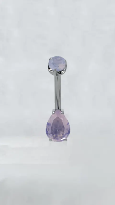 Tytanowy kolczyk do pępka 'crystal drop pure love quartz'