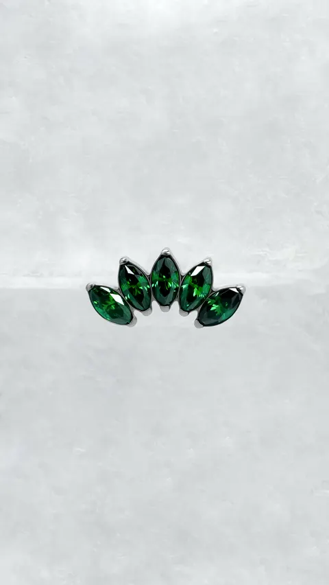 Labret tytanowy 'marquess 5 stones green'