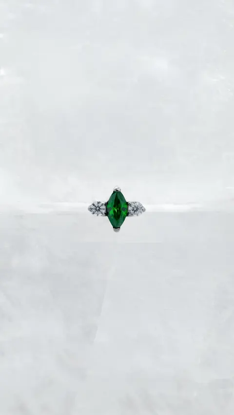 Labret tytanowy 'diamond orb green'