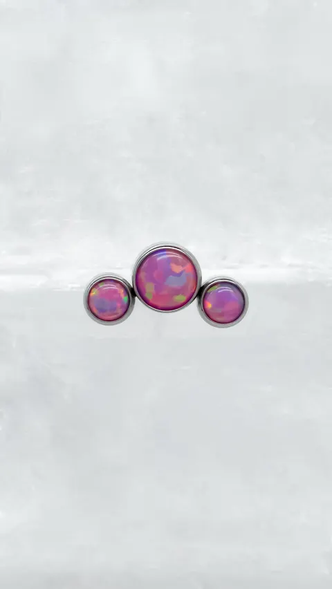 Labret tytanowy '3 stones mini pink opal'