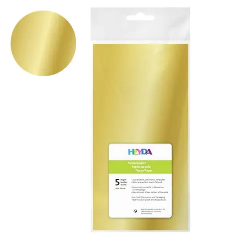 Bibuła gładka Heyda 50 x 70 cm 5 szt. - złota