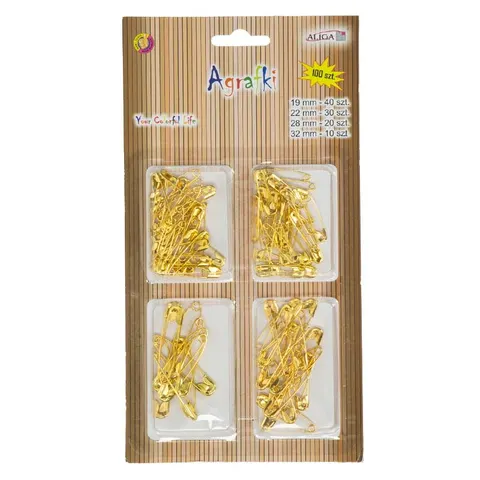 Agrafki złote mix wielkości (100 szt.) AGR-0910 ALIGA