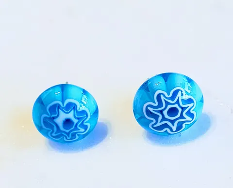 Kolczyki Millefiori kwiaty niebieskie z Murano Glass