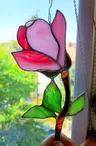 Zawieszka witrażowa Magnolia różowa Tiffany 20×11 cm