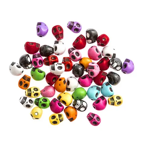 Koraliki dpCraft 1 cm 48 szt. czaszki mix kolorów