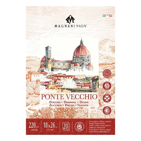 Blok do rysunku i malarstwa Magnani Ponte Vecchio - 18 x 26 cm, 220 g, 20 ark.