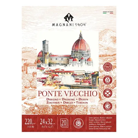 Blok do rysunku i malarstwa Magnani Ponte Vecchio - 24 x 32 cm, 220 g, 20 ark.