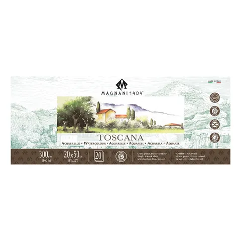 Blok do akwareli Magnani Toscana Rough 100% bawełny - 20 x 50 cm, 300g, 20 ark.