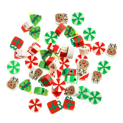 Koraliki dpCraft 1 cm 48 szt. motywy świąteczne
