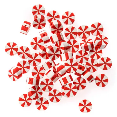 Koraliki dpCraft 1 cm 48 szt. cukierki świąteczne