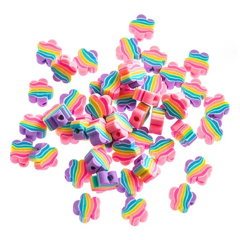 Koraliki dpCraft 1 cm 48 szt. tęczowe kwiatki