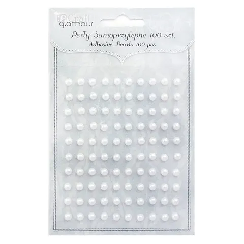 Perełki samoprzylepne dpCraft 5 mm 100 szt. - białe