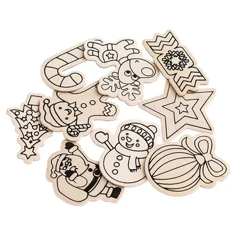 Magnesy drewniane do kolorowania dpCraft 9 szt. święta