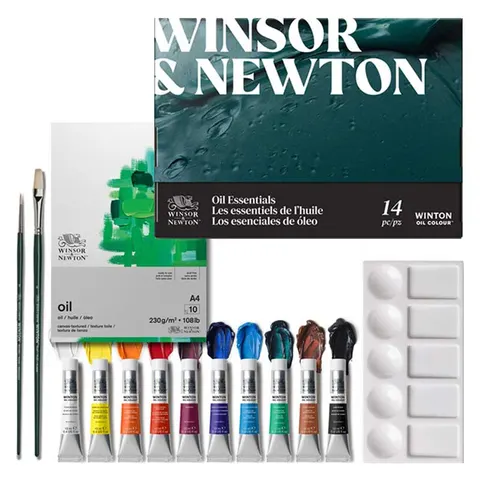 Farby olejne Winsor & Newton Winton Cardboard set zestaw 10 x 12 ml + akcesoria