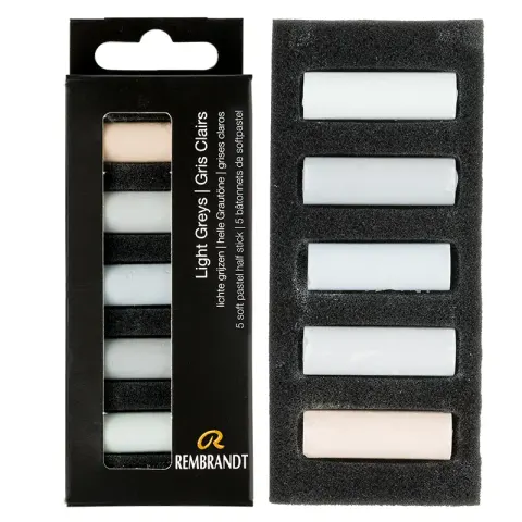 Pastele suche połówki Rembrandt Micro zestaw 5 szt. Light Greys Set