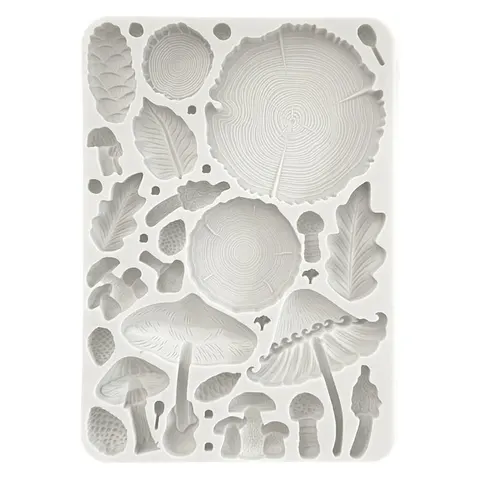 Foremka silikonowa Stamperia A5 - Golden Harmony wood and mushrooms