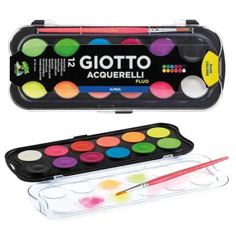Akwarele Giotto zestaw 12 kolorów Fluo