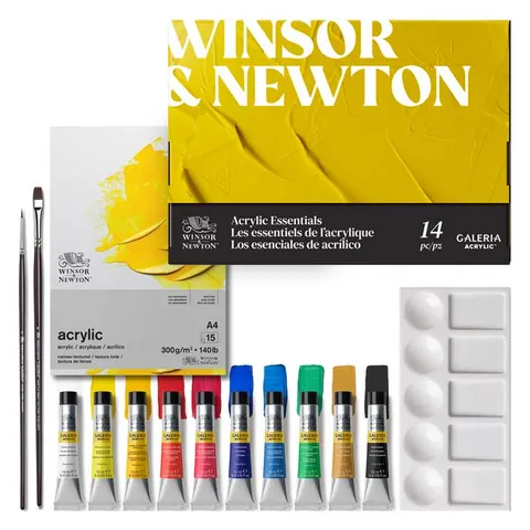 Farby akrylowe Winsor & Newton Galeria Cardboard set zestaw 10 x 12 ml + akcesoria