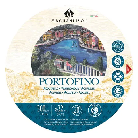 Blok do akwareli okrągły Magnani Portofino Hot Press 100% bawełny - 32 cm, 300 g, 20 ark.