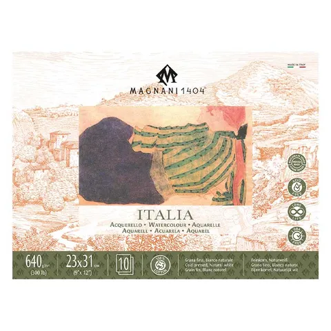 Blok do akwareli Magnani Italia Cold Press 100% bawełny - 23 x 31 cm, 640 g, 10 ark.