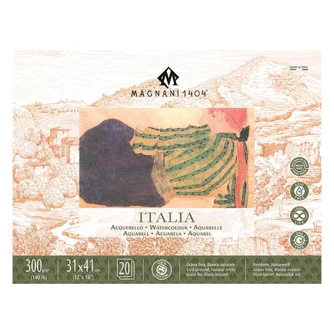 Blok do akwareli Magnani Italia Cold Press 100% bawełny - 31 x 41 cm, 300 g, 20 ark.