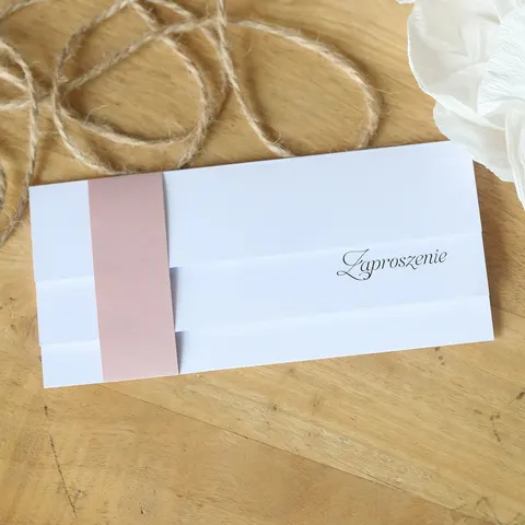 Zaproszenia ślubne Elegance - z różową opaską