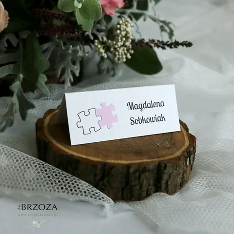 Winietki z kolekcji puzzle - wzór różowy