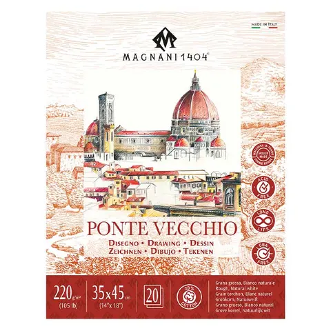 Blok do rysunku i malarstwa Magnani Ponte Vecchio - 35 x 45 cm, 220 g, 20 ark.