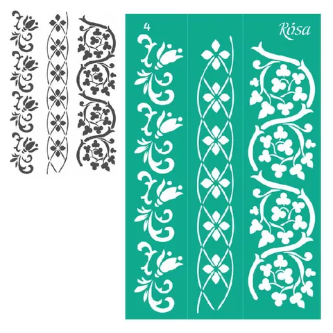 Szablon samoprzylepny 13 x 20 cm Rosa - 0004 Ornament kwiatowy