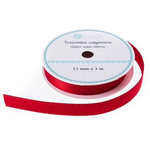 Wstążka brokatowa 12 mm 3 m - czerwona