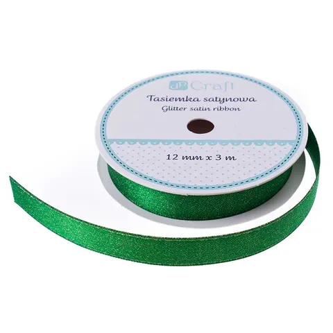 Wstążka brokatowa 12 mm 3 m - zielona